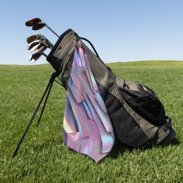 Futuristic iridescent/abstract holographic  golf towel (Green)