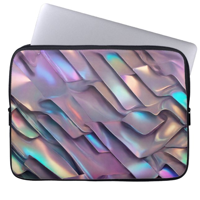 Futuristic iridescent/abstract holographic  laptop sleeve (Front)
