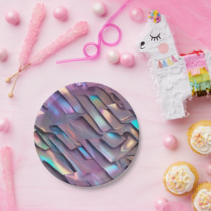 Futuristic iridescent/abstract holographic  paper plates
