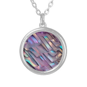 Futuristic iridescent/abstract holographic silver plated necklace