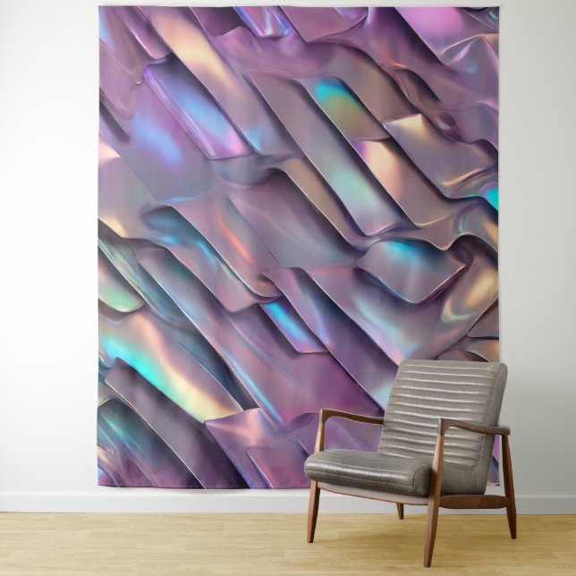 Futuristic iridescent/abstract holographic  tapestry (In Situ)
