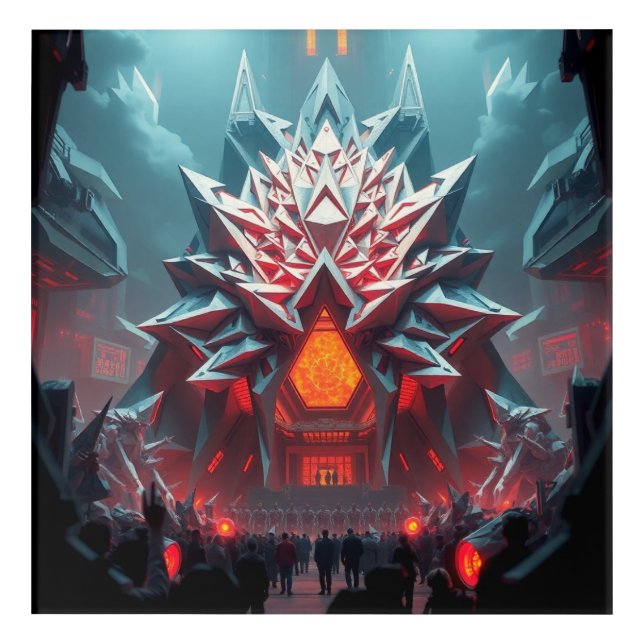 Futuristic Lava Throne – Epic Sci-Fi Monument Acrylic Print (Front)
