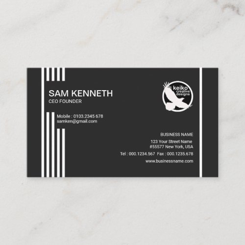 Futuristic Lines Elegant Black CEO Founder Business Card