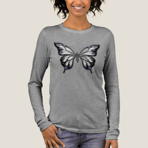 Futuristic Liquid Chrome Butterfly Amethyst Purple Tri-Blend Shirt