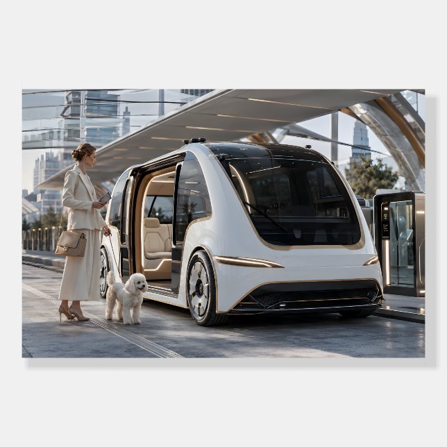 Futuristic Luxury Autonomous Shuttle Poster (Front)