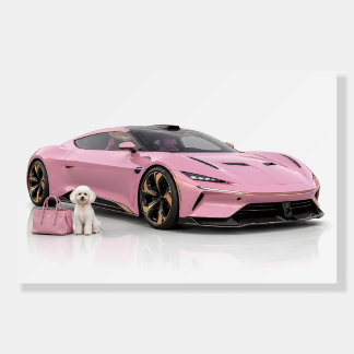 Futuristic Luxury Coupe with White Poodle Foam Board