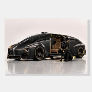 Futuristic Luxury Ride & Guardian Dog Poster
