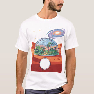 Futuristic Mars Colony Space Bio Dome Modern Graph T-Shirt
