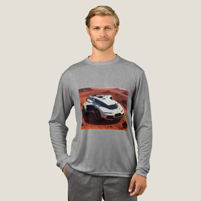 Futuristic Mars Explorer | AI-Enhanced Sci-Fi Tri-Blend Shirt (Full Front)