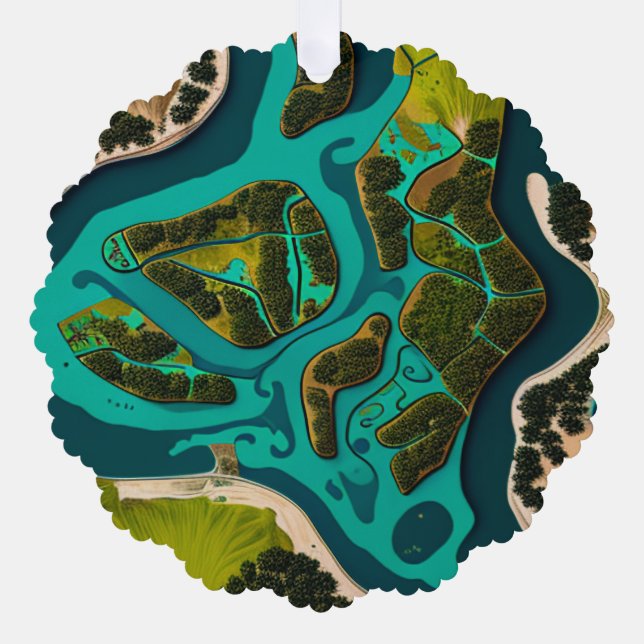 Futuristic Marshlands Ornament Card (Front)