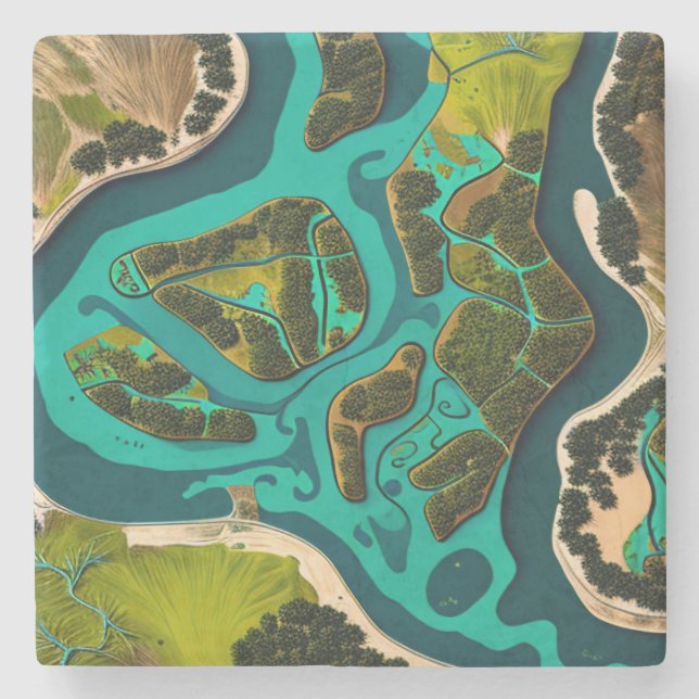 Futuristic Marshlands Stone Coaster (Front)