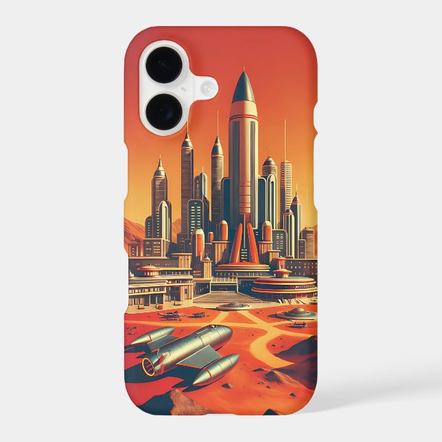 Futuristic Martian City Mid-Century Modern Design iPhone Case (Back)