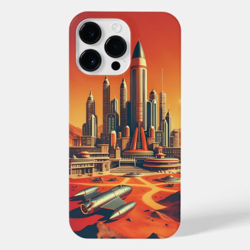 Futuristic Martian City Mid_Century Modern Design iPhone 14 Pro Max Case