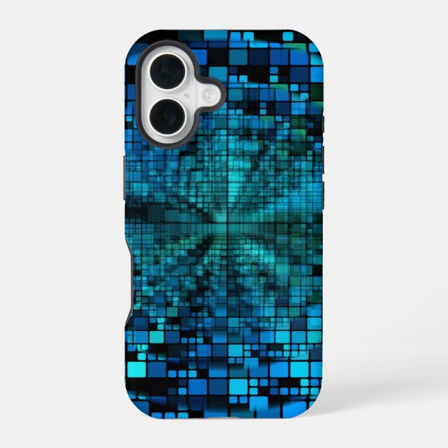 Futuristic Matrix | Blue Pixels Custom Iphone Case (Back)