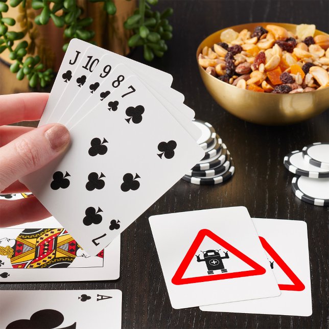 Futuristic Medical Bot Caution Sign Poker Cards (Creator Uploaded)