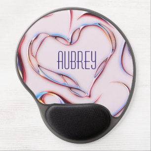 Futuristic Metallic Add Name Cyberpunk Heart Gel Mouse Pad
