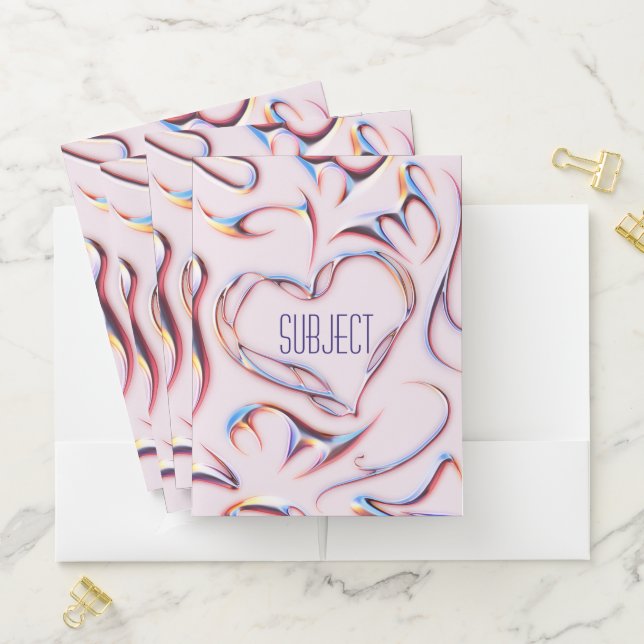 Futuristic Metallic Add Subject Cyberpunk Heart Pocket Folder (In Situ)