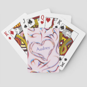 Futuristic Metallic Pink Cute Heart Colorful Poker Cards