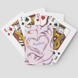 Futuristic Metallic Pink Cute Heart Colorful Poker Cards