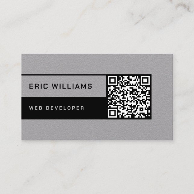 Futuristic minimal style with QR code Business Card (Front)