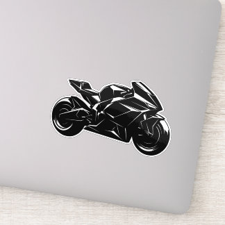 Futuristic Motorcycle Black White Vector  Sticker