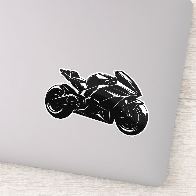 Futuristic Motorcycle Black White Vector  Sticker (Detail)