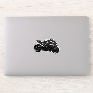 Futuristic Motorcycle Black White Vector  Sticker