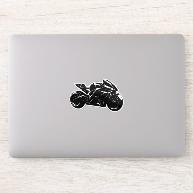 Futuristic Motorcycle Black White Vector  Sticker (Computer)