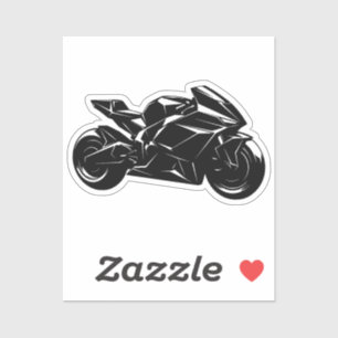Futuristic Motorcycle Black White Vector Sticker