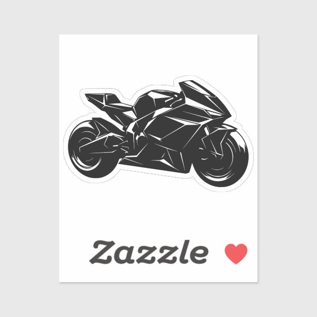 Futuristic Motorcycle Black White Vector  Sticker (Sheet)