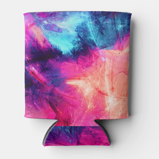 Futuristic Multicolor: Abstract Cold Pattern Can Cooler (Front)