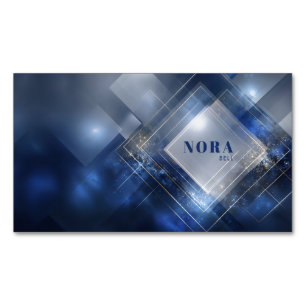 Futuristic Navy Geometric Diamond Cosmic Sparkle Business Card Magnet