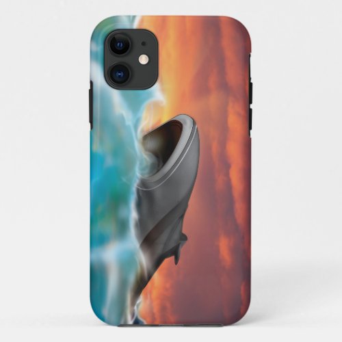 Futuristic Navy Submarine Illustration iPhone 11 Case