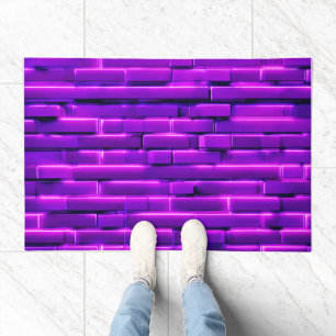 Futuristic Neon Brick Wall Design Doormat