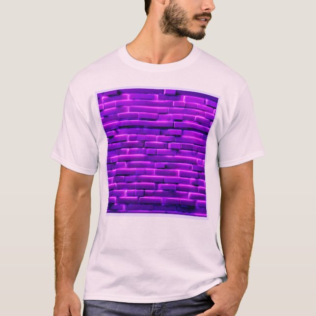 Futuristic Neon Brick Wall Design T-Shirt (Front)