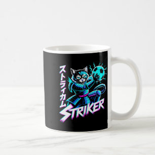 Futuristic Neon Cat Striker Cyberpunk Soccer Fans Coffee Mug