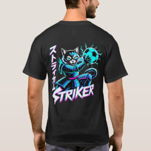 Futuristic Neon Cat Striker Cyberpunk Soccer Fans T-Shirt
