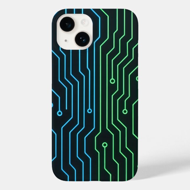 Futuristic Neon Circuit Phone Case (Back)