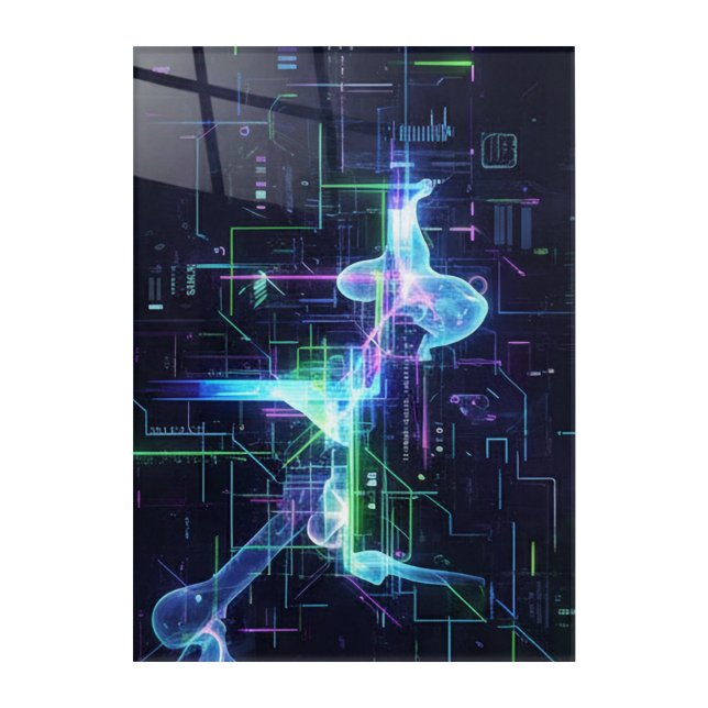Futuristic Neon Cyberpunk Digital Abstract Art (Front)