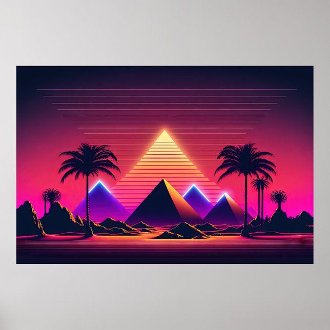 Futuristic Neon Dreams of the Pharaohs Poster (Front)