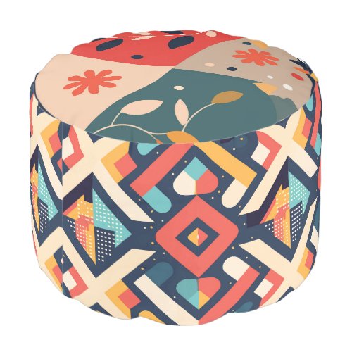 Futuristic Neon Geometric Pouf