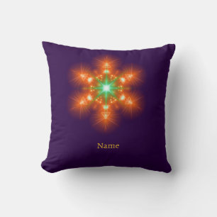 Futuristic Neon Glow Flower Graphic Throw Pillow