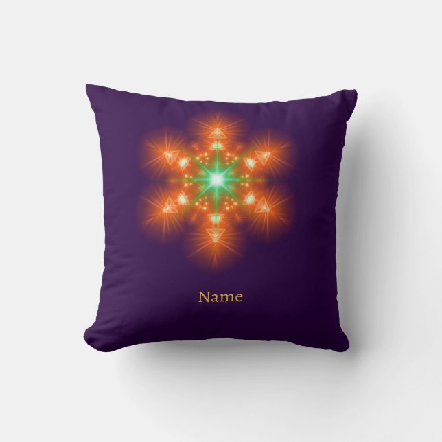 Futuristic Neon Glow Flower Graphic Throw Pillow (Front)