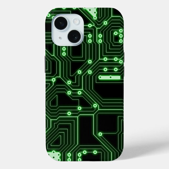 Futuristic Neon Green Circuit Board | Custom Case-Mate iPhone Case (Back)