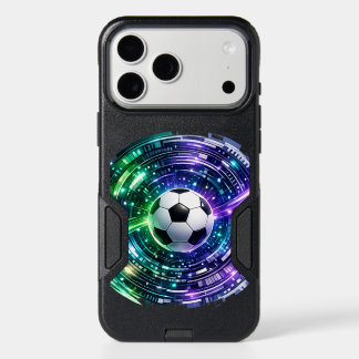 Futuristic Neon Green Purple Soccer Ball iPhone 17 Pro Max Case