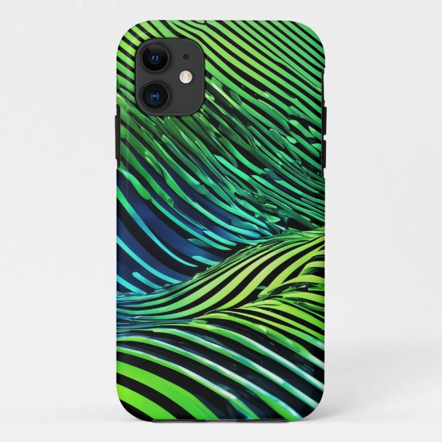 Futuristic Neon Green Stripes  Case-Mate iPhone Case (Back)