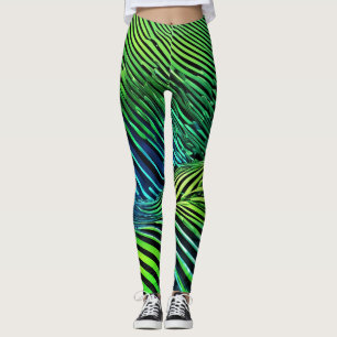 Futuristic Neon Green Stripes Leggings