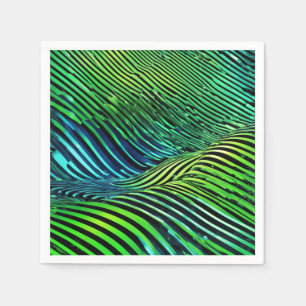 Futuristic Neon Green Stripes Napkins