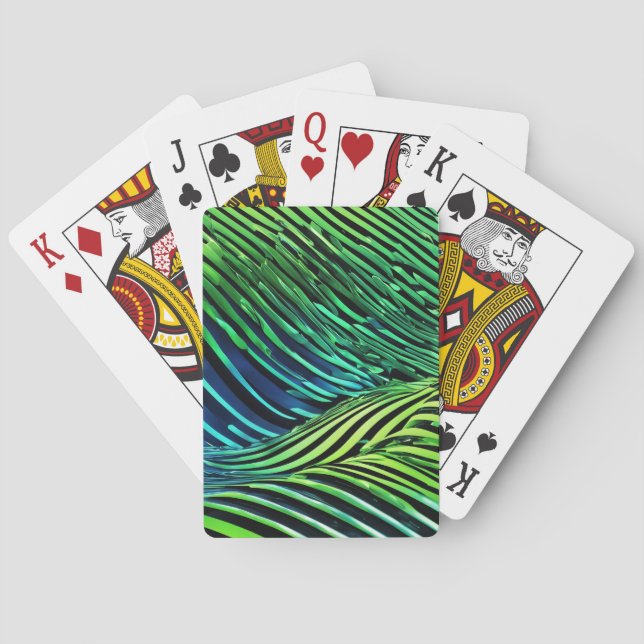 Futuristic Neon Green Stripes  Poker Cards (Back)