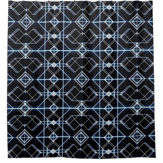 Futuristic Neon Grid Pattern Shower Curtain (Front)